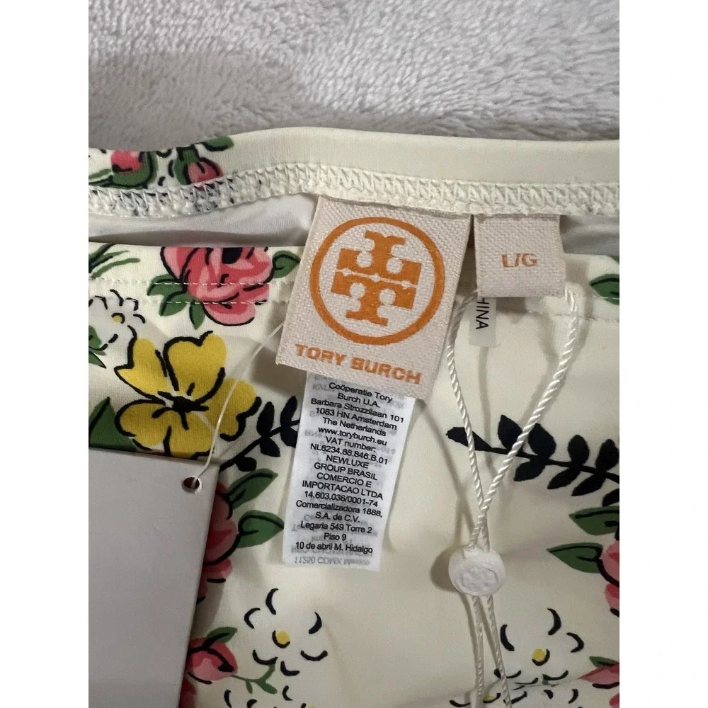 NWT‎ Tory Burch Printed Swim High Waisted Bottoms Size L Garden Veil 73172 0220